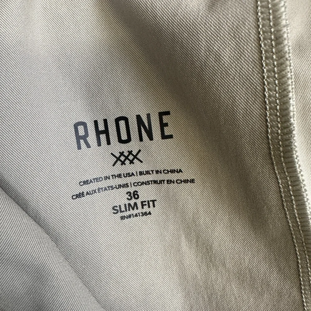 RHONE Slim Fit Performance Pants Khaki Stretch Tech Commuter Men's size 36